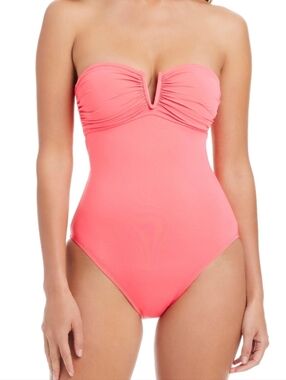 Echo Strapless One-Piece Swimsuit in CORAL